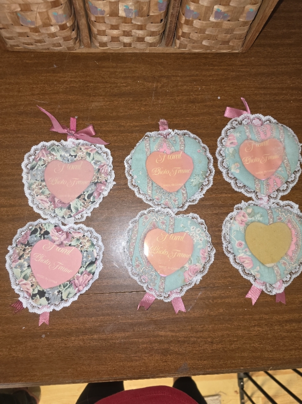3 Vtg Hanging Fabric Picture Frame